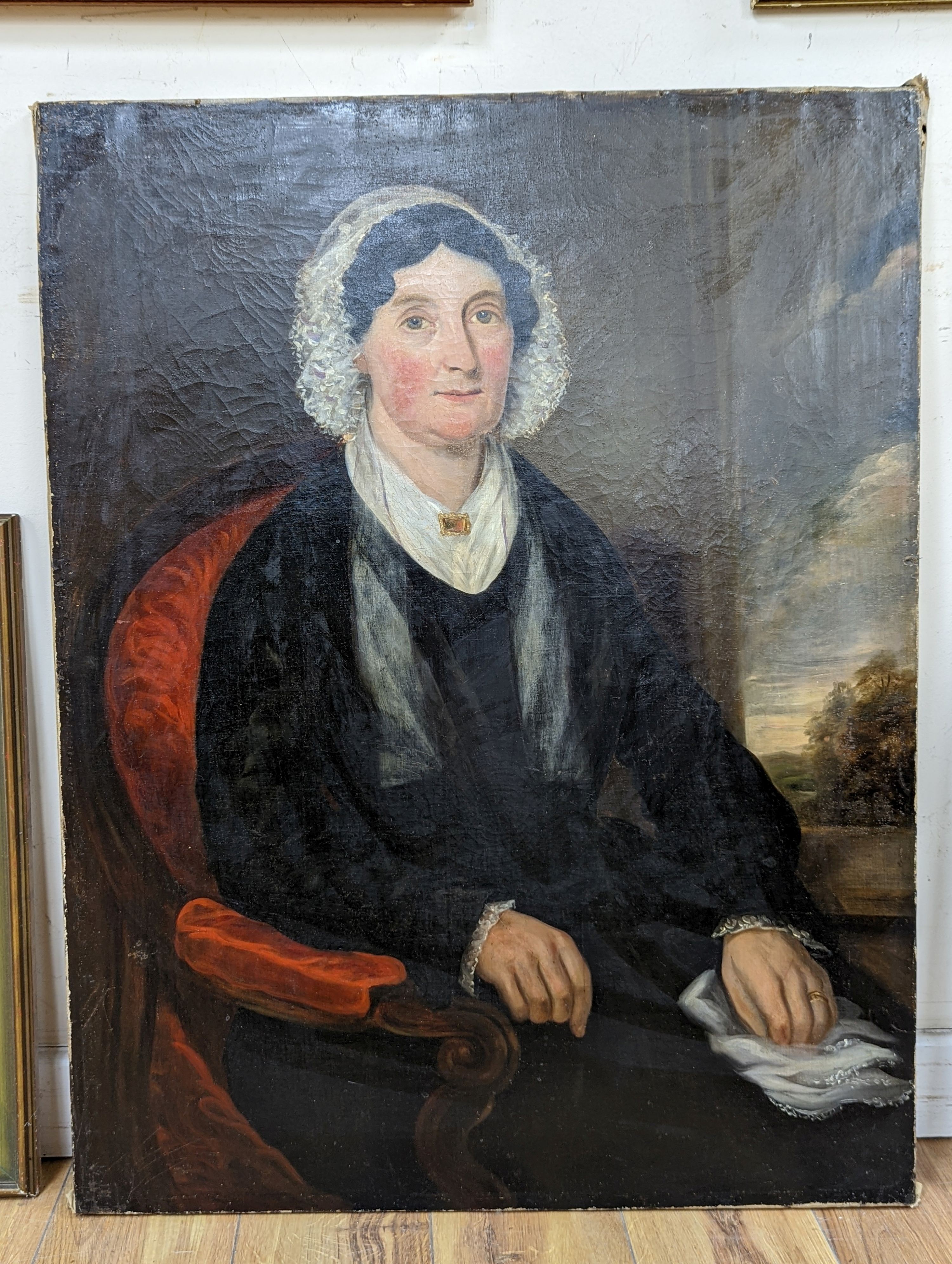 Victorian School, oil on canvas, Portrait of an elderly lady, 91 x 70cm, unframed